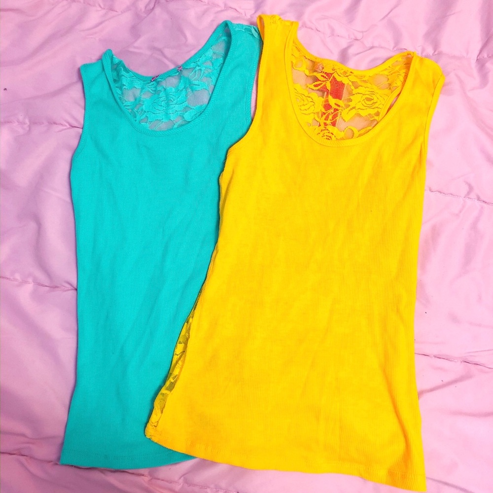 Bundle of two lace back tank tops